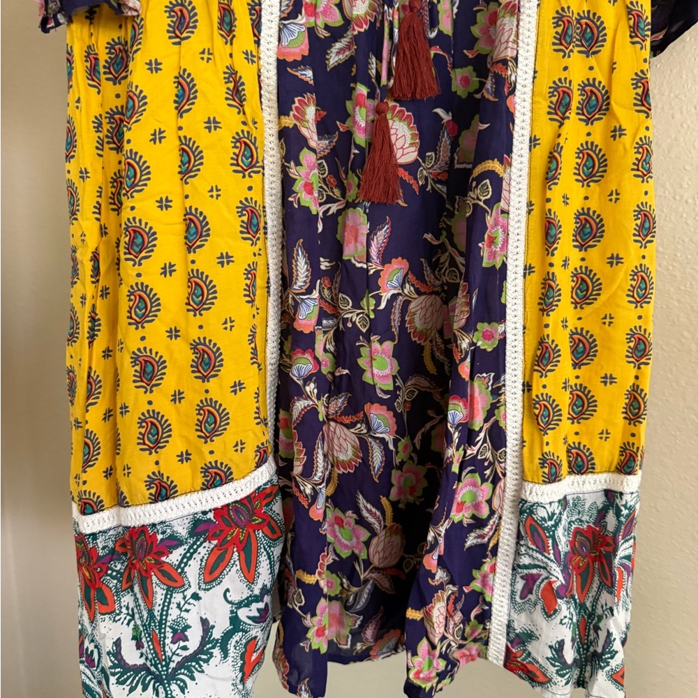 Anthropologie Boho Floral Patchwork V-Neck Women’s Dress - Picture 4 of 10